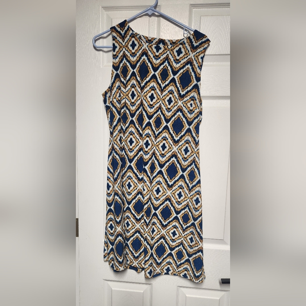 Tommy Hilfiger Blue and Gold Sheath Cocktail Dress